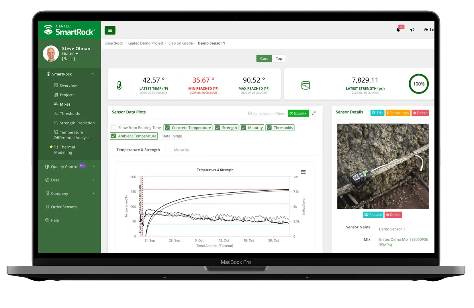 SmartRock Web Premium laptop dashboard